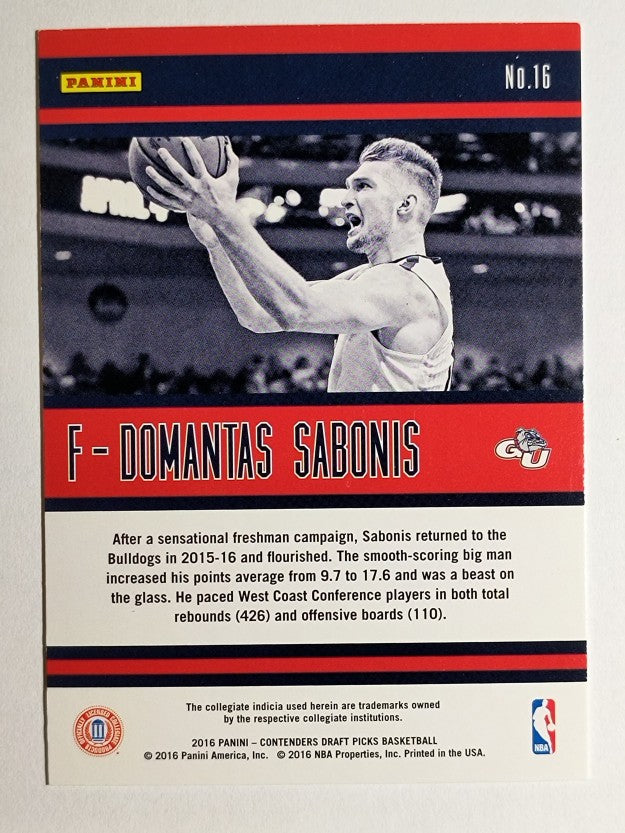2016-17 Panini Contenders Draft Picks School Colors #16 Domantas Sabonis