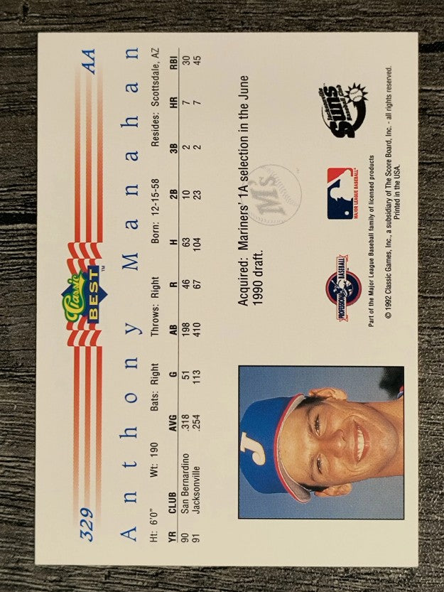 1992 Classic/Best #329 Anthony Manahan