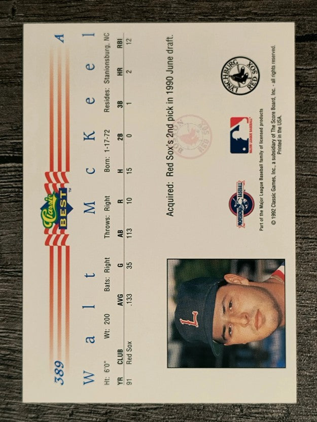 1992 Classic/Best #389 Walt McKeel