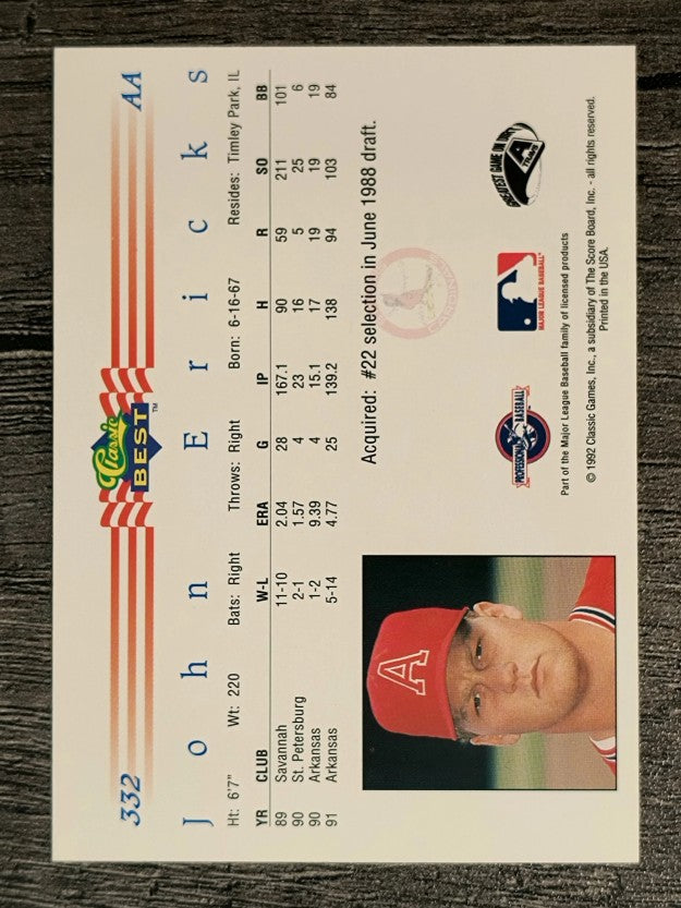 1992 Classic/Best #332 John Ericks