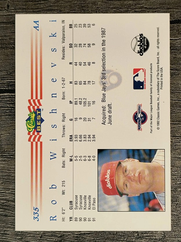 1992 Classic/Best #335 Rob Wishnevski