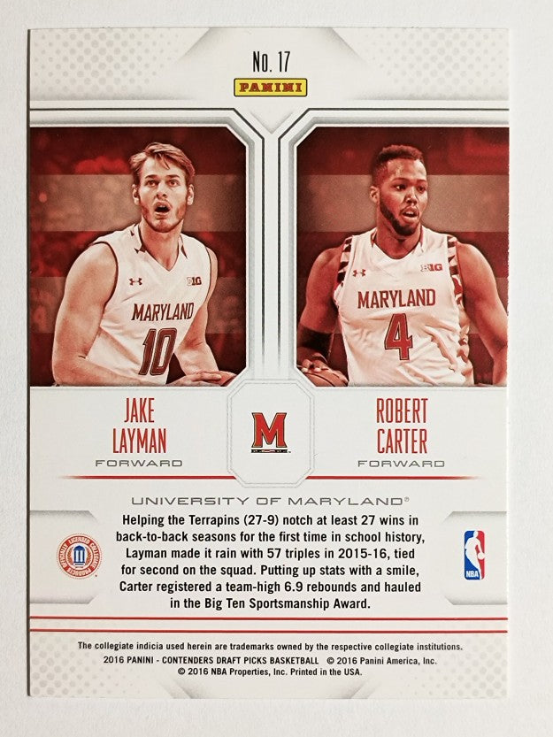 2016-17 Contenders Draft Picks Collegiate Connections Jake Layman/Robert Carter