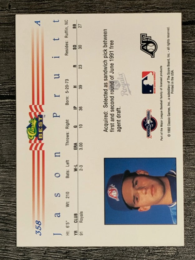 1992 Classic/Best #358 Jason Pruitt