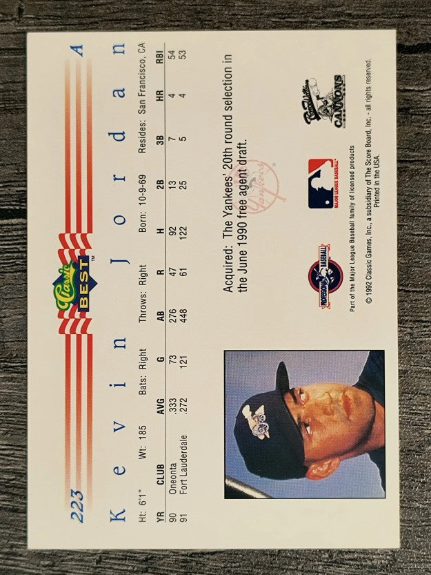1992 Classic/Best #223 Kevin Jordan