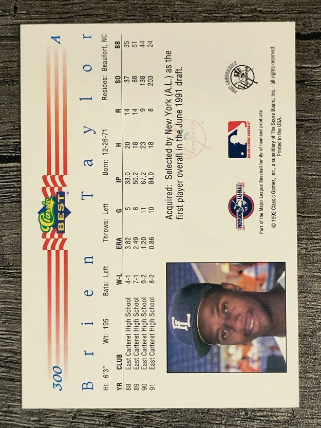 1992 Classic/Best #300 Brien Taylor