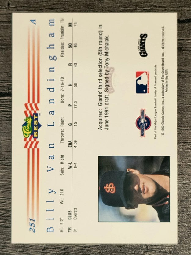 1992 Classic/Best #251 Billy Van Landingham