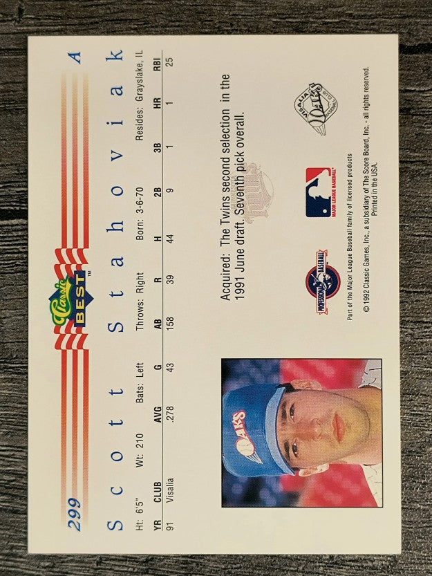 1992 Classic/Best #299 Scott Stahoviak