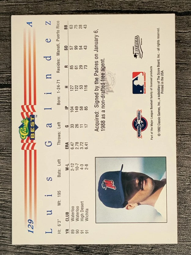 1992 Classic/Best #129 Luis Galindez