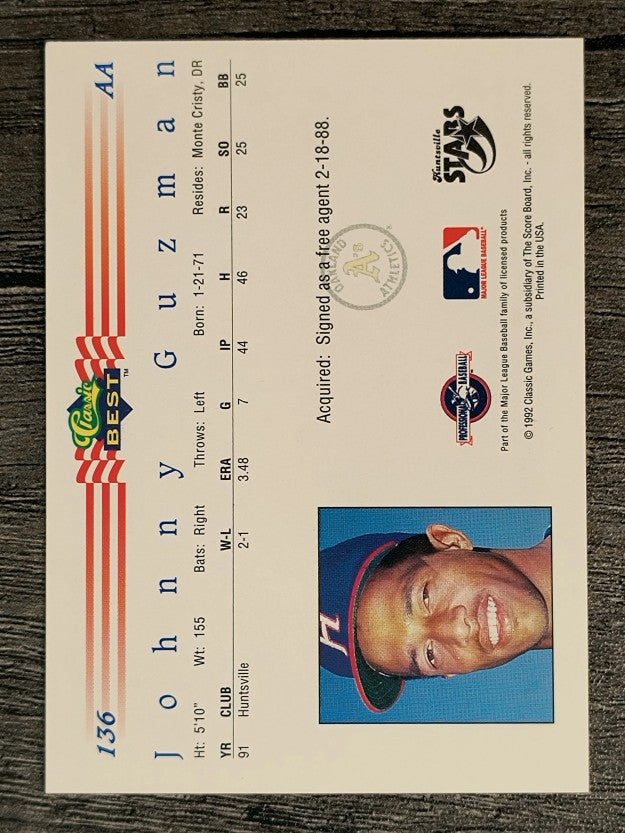 1992 Classic/Best #136 Johnny Guzman