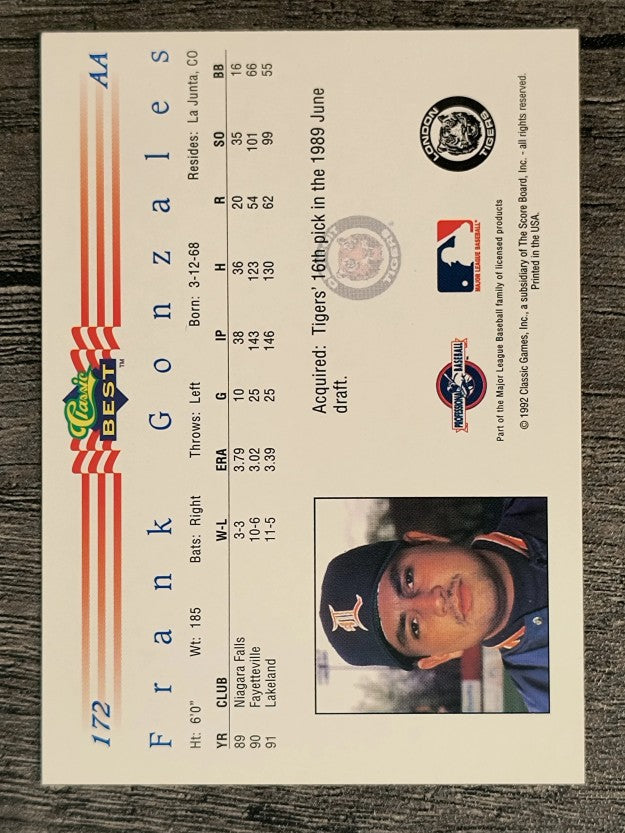 1992 Classic/Best #172 Frank Gonzales