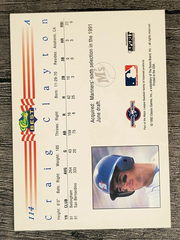 1992 Classic/Best #114 Craig Clayton