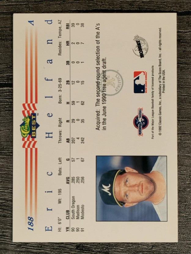 1992 Classic/Best #188 Eric Helfand