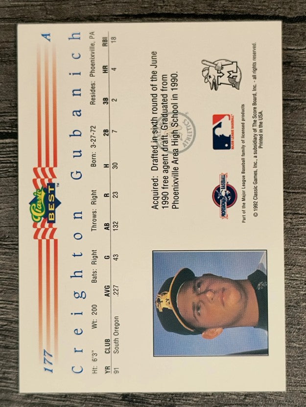1992 Classic/Best #177 Creighton Gubanich