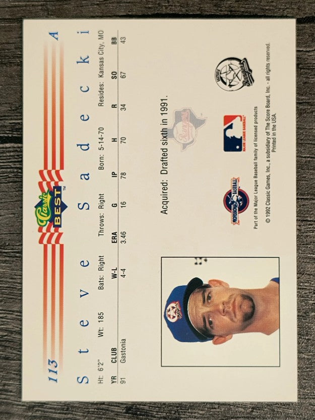 1992 Classic/Best #113 Steve Sadecki