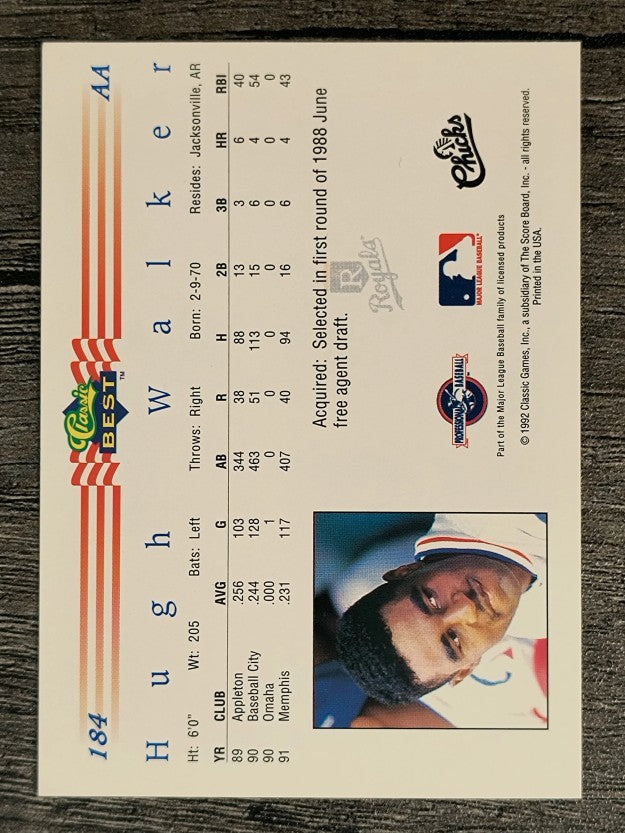 1992 Classic/Best #184 Hugh Walker