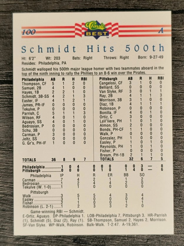 1992 Classic/Best #100 Mike Schmidt