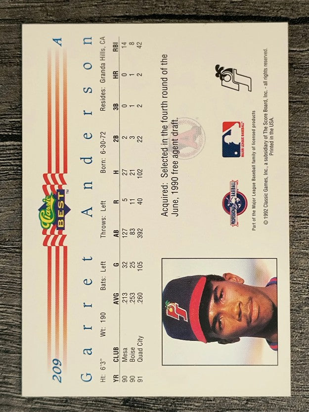 1992 Classic/Best #209 Garret Anderson