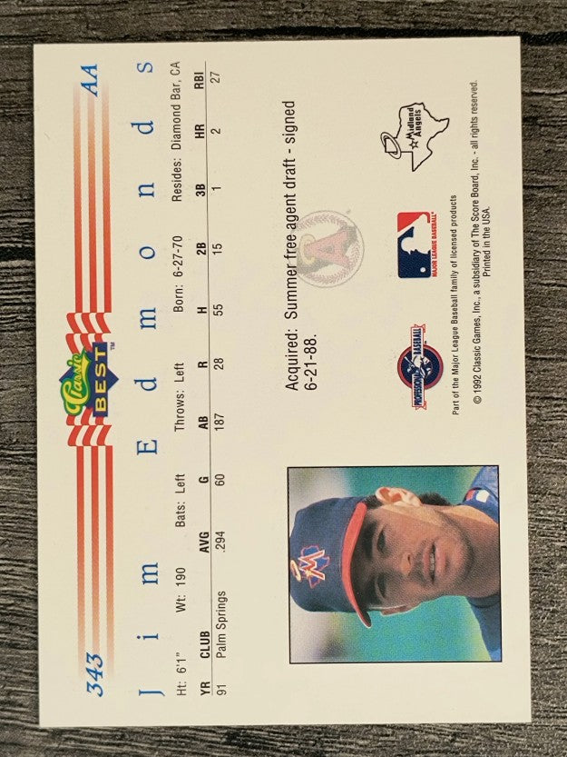1992 Classic/Best #343 Jim Edmonds