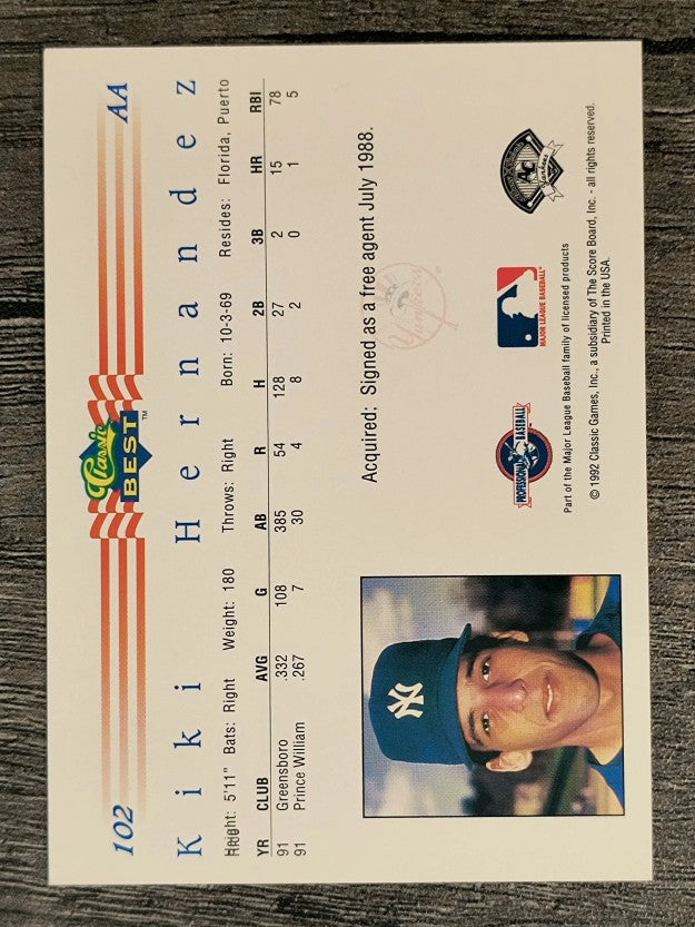 1992 Classic/Best #102 Kiki Hernandez