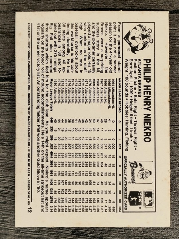 1981 Kellogg's #12 Phil Niekro