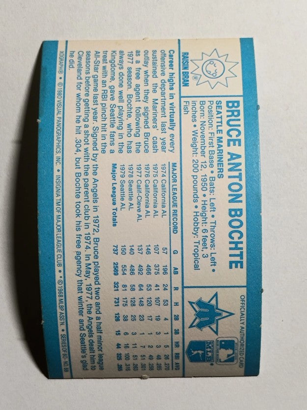 1980 Kellogg's #59 Bruce Bochte (POOR)