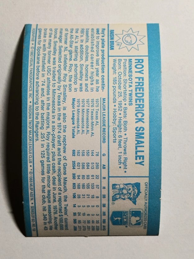 1980 Kellogg's #13 Roy Smalley (POOR)