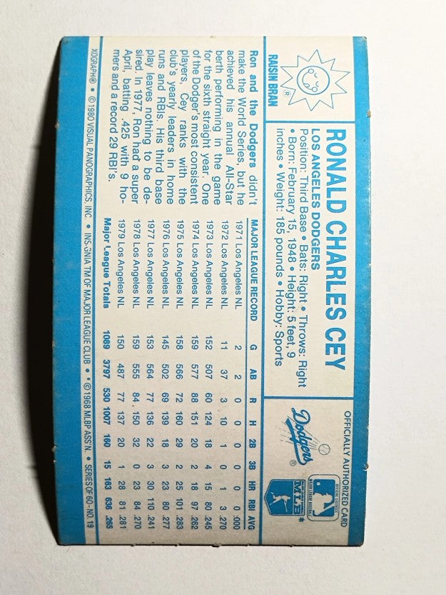 1980 Kellogg's #19 Ron Cey (EXMT)