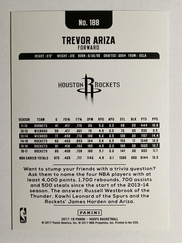 2017-18 Hoops Blue Checkerboard #188 Trevor Ariza