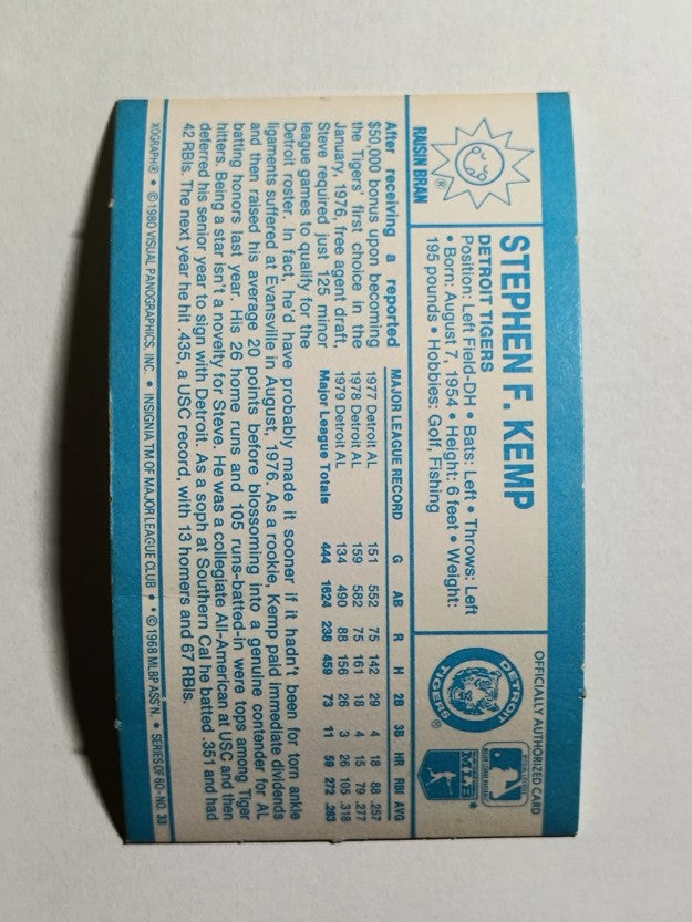 1980 Kellogg's #33 Steve Kemp (POOR)
