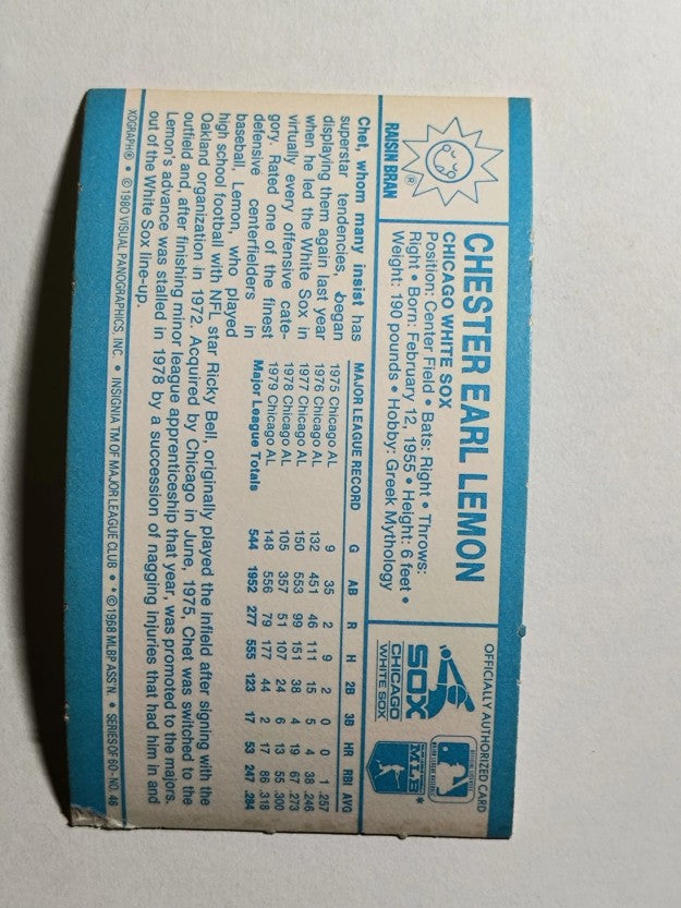 1980 Kellogg's #46 Chet Lemon (POOR)