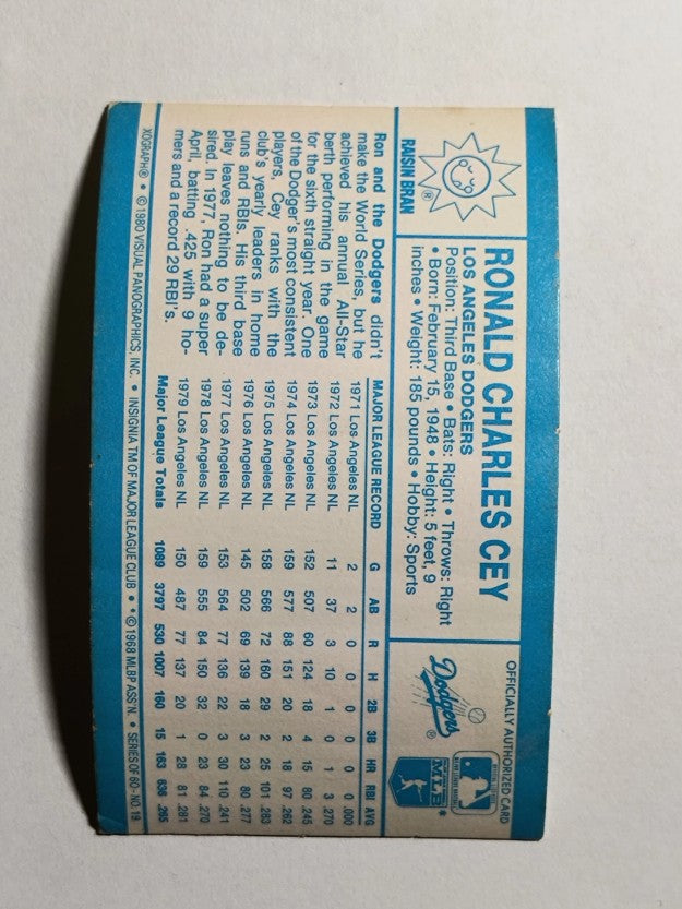 1980 Kellogg's #19 Ron Cey (POOR)