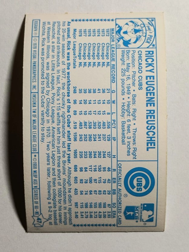 1979 Kellogg's #47 Rick Reuschel (POOR)