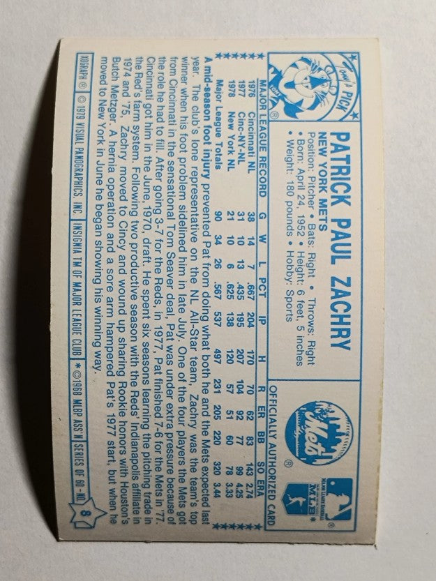 1979 Kellogg's #8 Pat Zachry (EXMT)