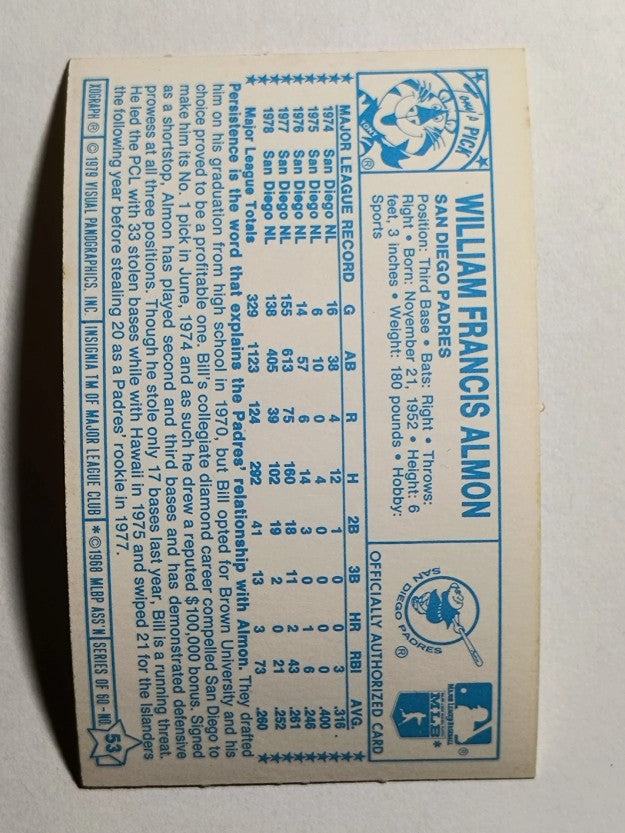 1979 Kellogg's #53B Bill Almon/2B 41 (POOR)