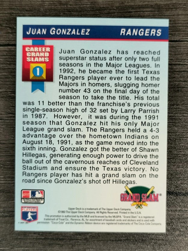 1993 Denny's Holograms #20 Juan Gonzalez