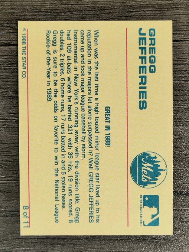 1988 Star Jefferies #8 Gregg Jefferies/Great in 1988!