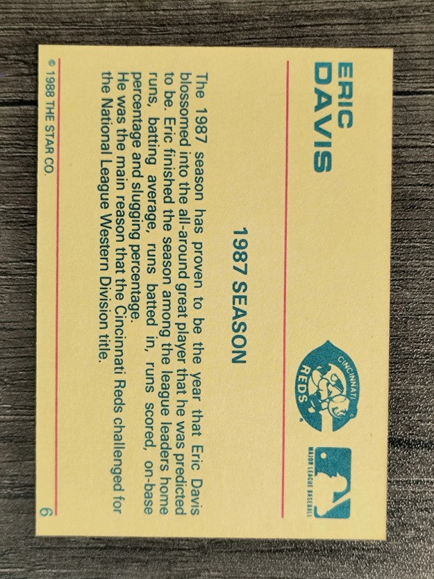 1988 Star Eric Davis #6 Eric Davis/1987 Season