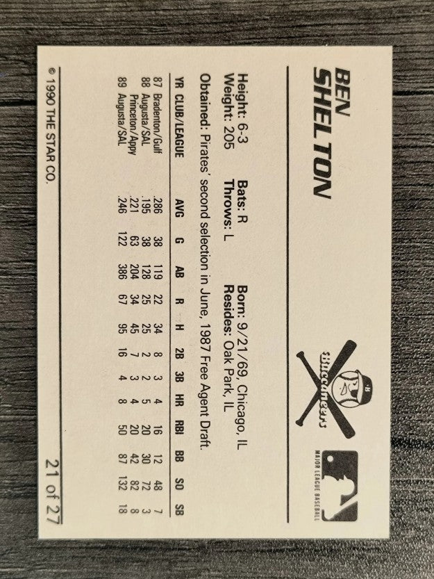 1990 Salem Buccaneers Star #21 Ben Shelton