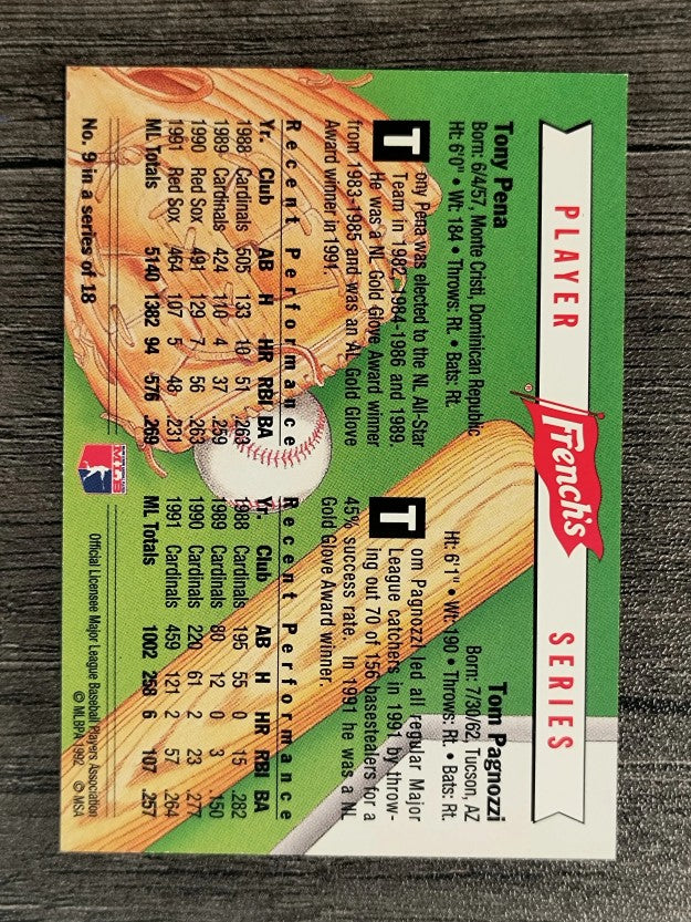 1992 French's #9 Tony Pena/Tom Pagnozzi