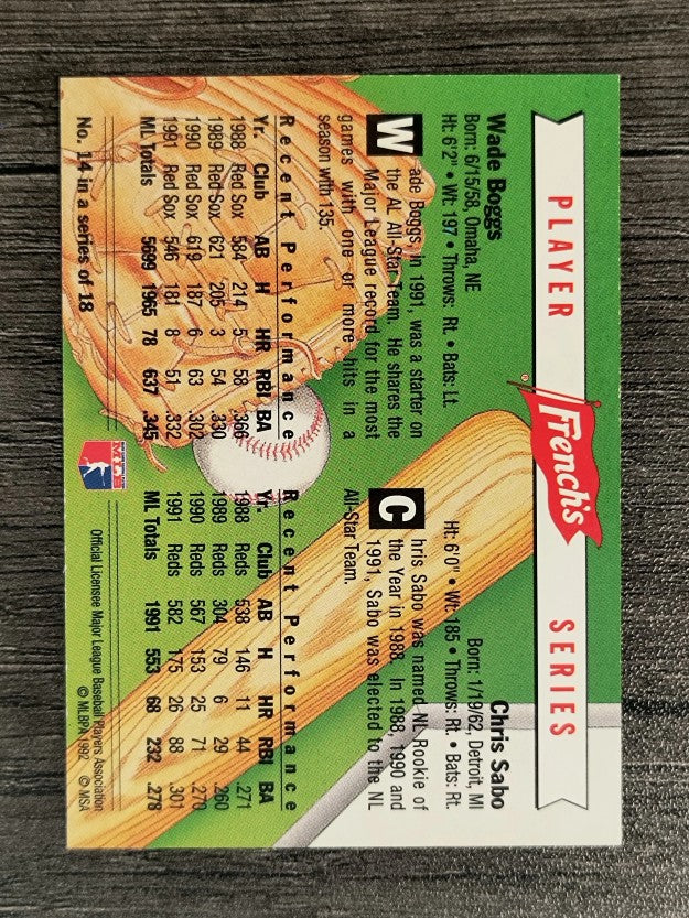 1992 French's #14 Wade Boggs/Chris Sabo