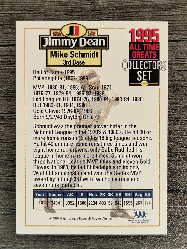 1995 Jimmy Dean All-Time Greats #4 Mike Schmidt (NM)