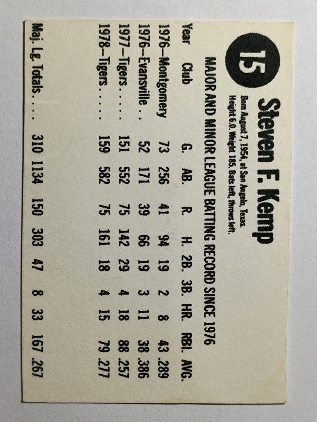 1979 Hostess #15 Steve Kemp (POOR)