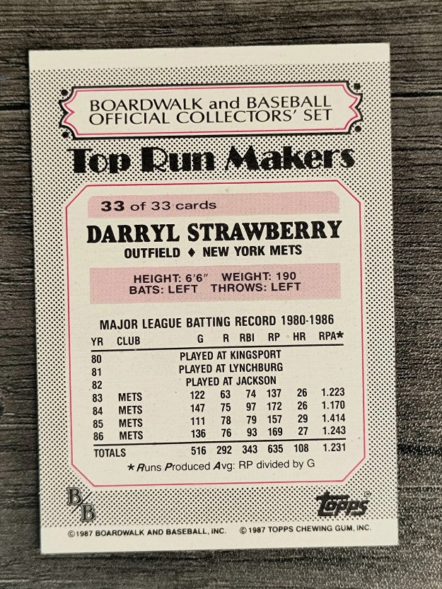 1987 Boardwalk and Baseball #33 Darryl Strawberry