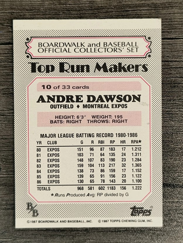 1987 Boardwalk and Baseball #10 Andre Dawson