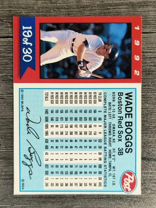 1992 Post #19 Wade Boggs