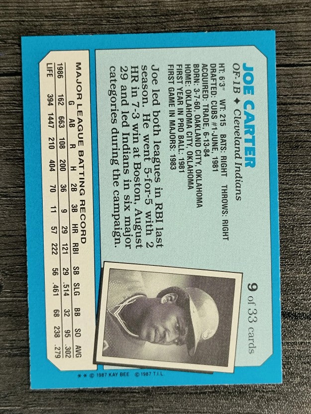 1987 Kay-Bee #9 Joe Carter