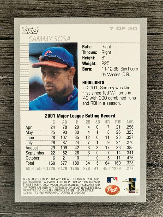 2002 Post #7 Sammy Sosa
