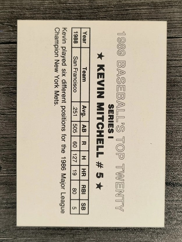 1989 Baseball's Top Twenty #5 Kevin Mitchell