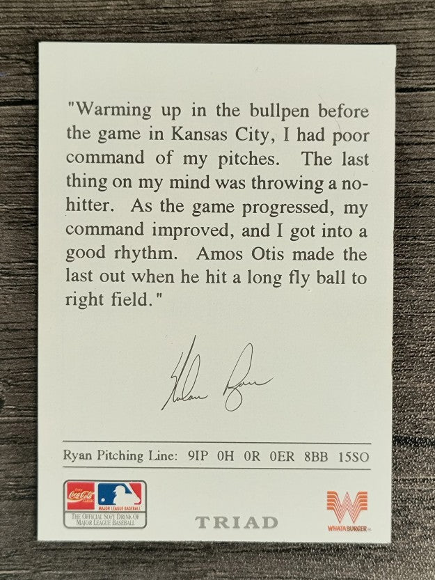 1993 Ryan Whataburger #2 Nolan Ryan/1st No-hitter