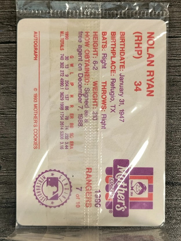 1993 Mother's Ryan Farewell #7 Nolan Ryan/1990 Rangers